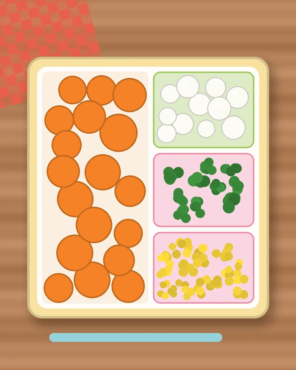 Illustration of Carrot Coins with Dip in a colourful bento box
