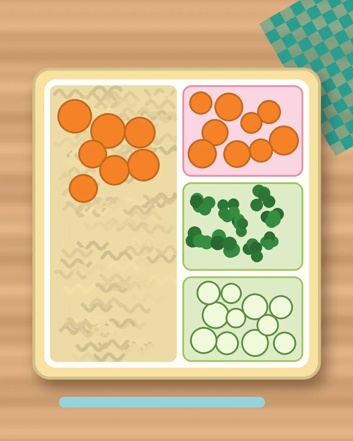 Illustration of Kid Japchae (Glass Noodles) in a colourful bento box