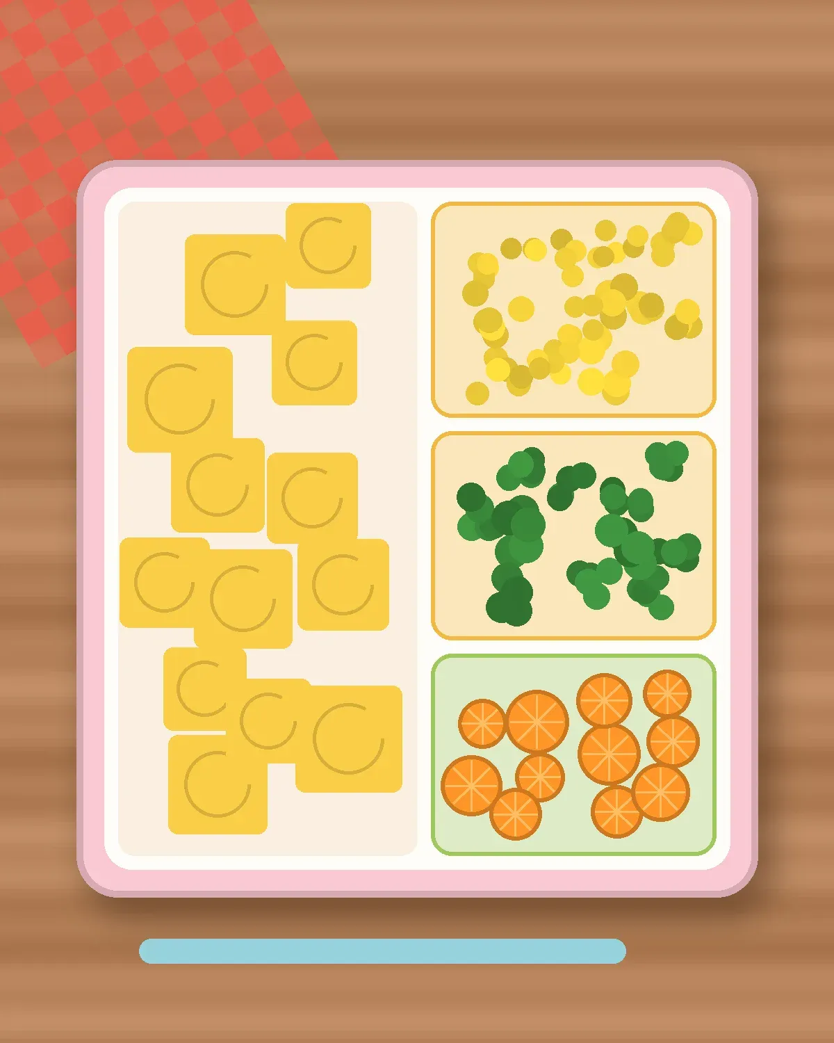 Illustration of Steamed Egg Custard in a colourful bento box