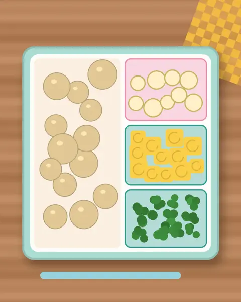 Illustration of Banana Oat Muffins in a colourful bento box