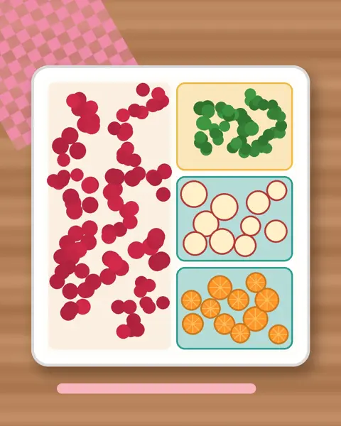 Illustration of Berry Cup in a colourful bento box