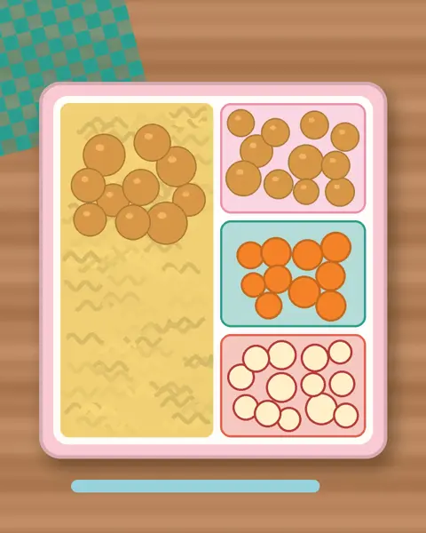 Illustration of Chicken Macaroni Soup in a colourful bento box