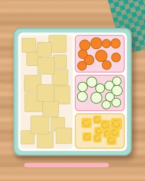 Illustration of Japanese Potato Salad in a colourful bento box