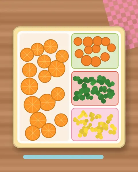 Illustration of Mandarin Segments in a colourful bento box