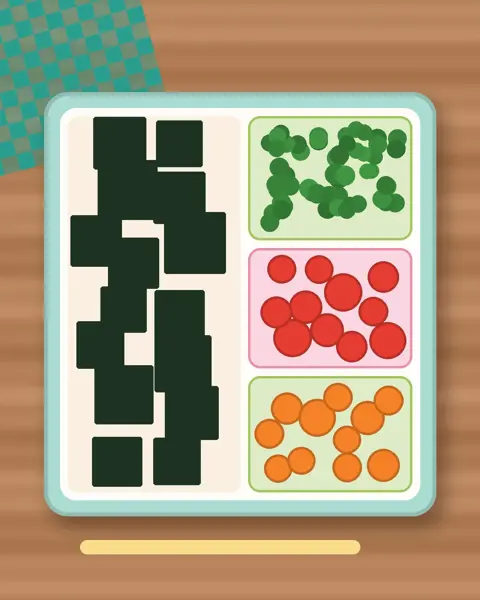 Illustration of Seaweed Snack Pack in a colourful bento box