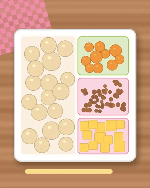 Illustration of Sweet Potato & Black Bean Tacos in a colourful bento box