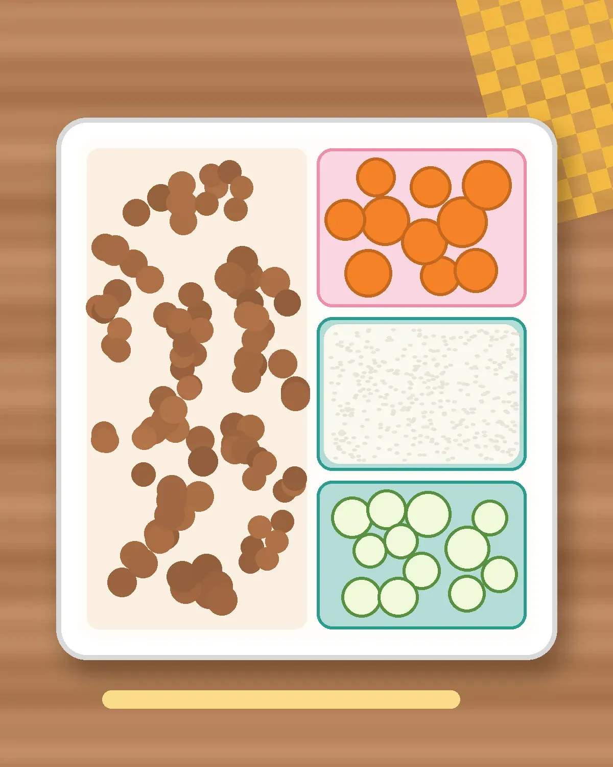 Illustration of Vegetable Lentil Dhal in a colourful bento box